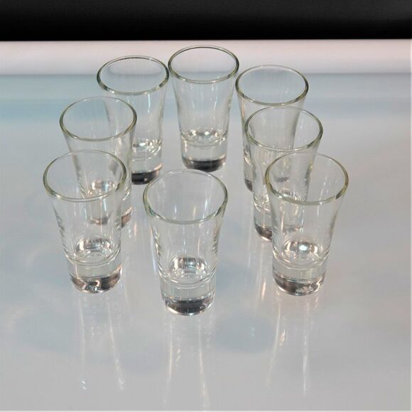 Tequila Shooter 8 Shot Glasses Clear Glass Thick - Picture 4 of 10